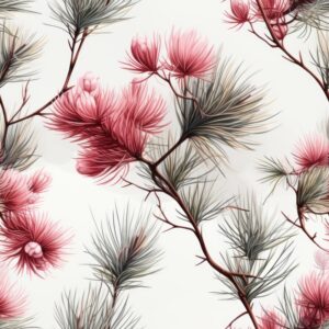 Naturalistic Pine Sketch: Minimalistic Floral Design Seamless Pattern