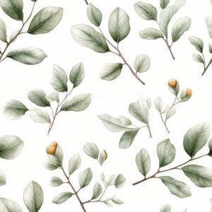 Oak Leaf Watercolor Minimalistic Design Seamless Pattern