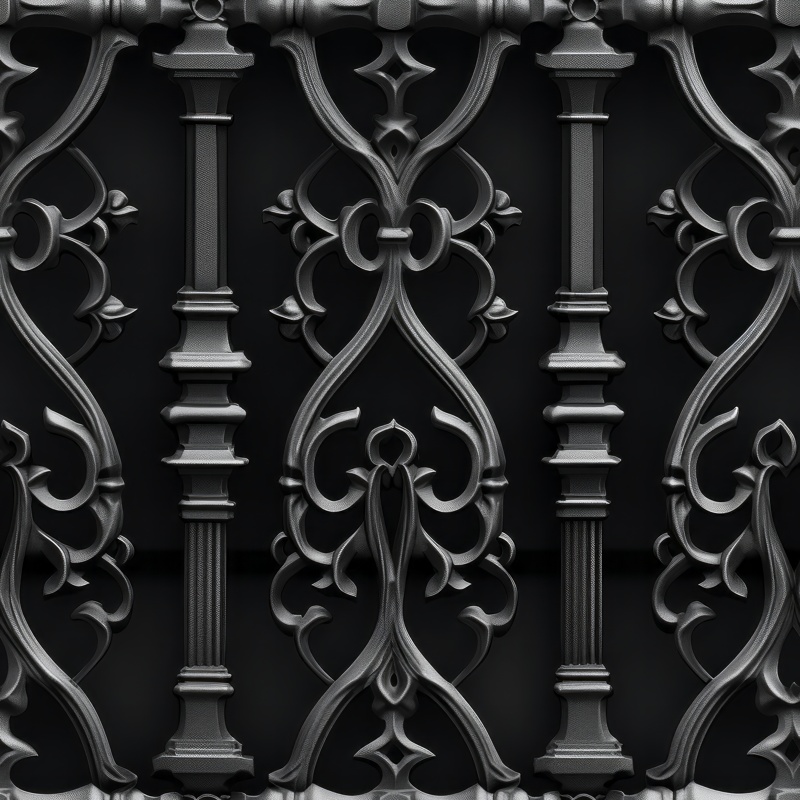 Ornate Wrought Iron Fence Design Seamless Pattern