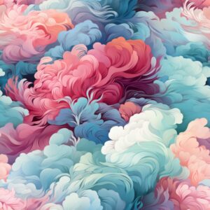 Pastel Blossoms: Serene Beauty in Clouds Seamless Pattern