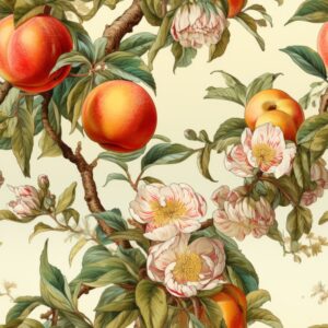 Peach Renaissance: Exquisite Fruit Art Seamless Pattern