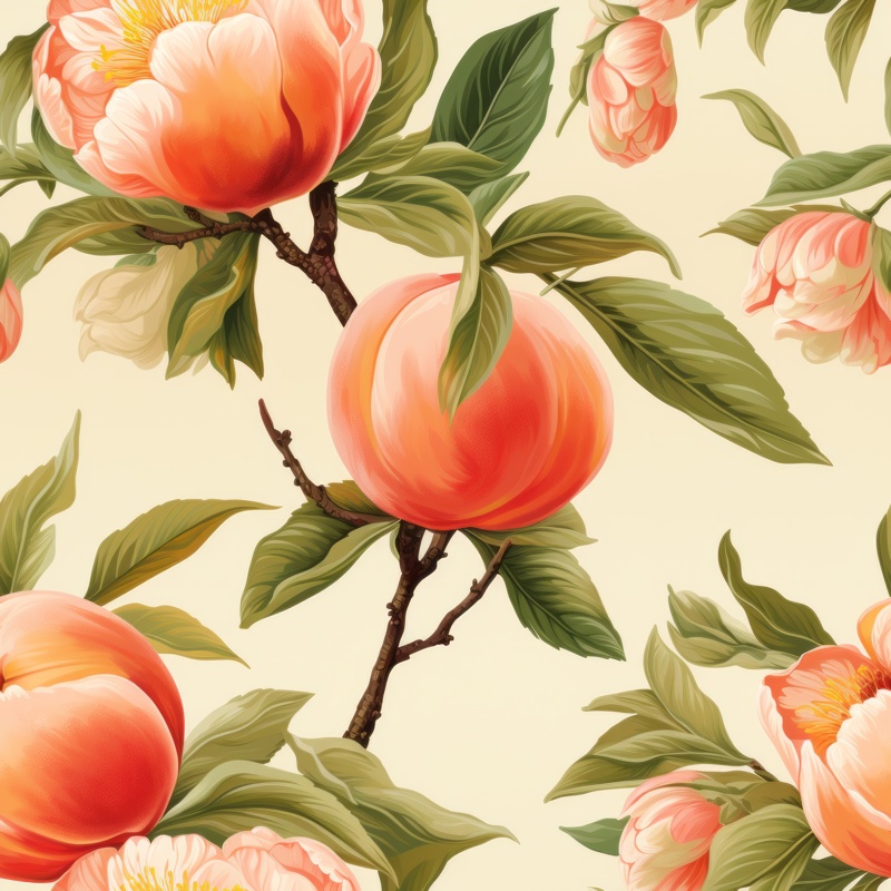 Peachy Blooms Delicate Floral Design Seamless Pattern