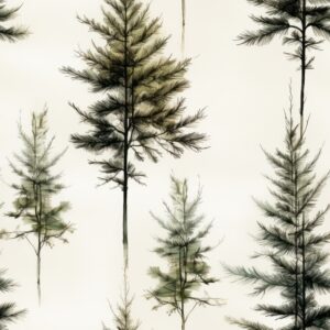 Pen & Ink Pine Forest Delight Seamless Pattern