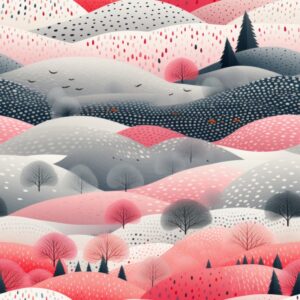 Pointillism Paradise: Minimalistic Landscape Painting Seamless Pattern
