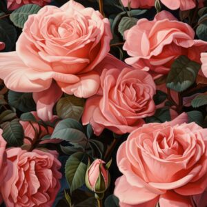 Romantic Rose Blossom Seamless Pattern Seamless Pattern