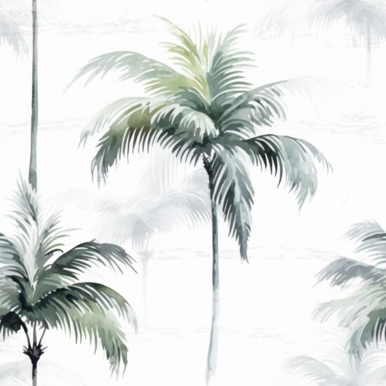 Subtle Watercolor Palm Tree Delight. Seamless Pattern
