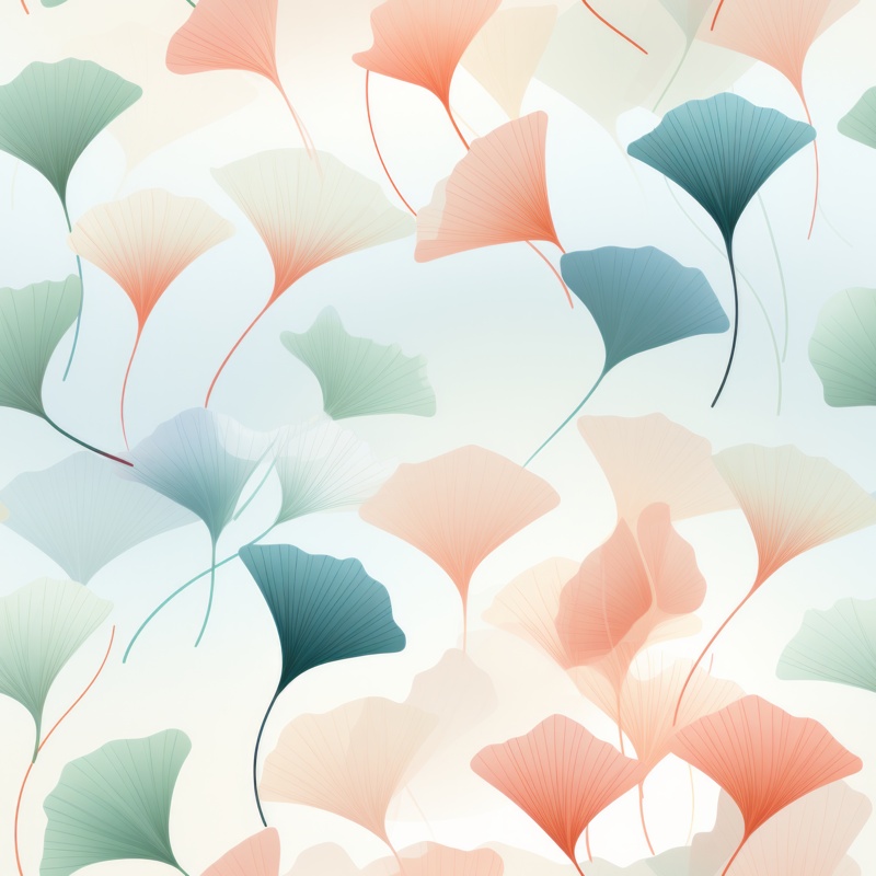 Tranquil Mist Ginkgo Leaf Seamless Pattern Seamless Pattern