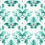 Turquoise Damask: Minimalistic Pointillism Floral Design Seamless Pattern