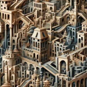 Urban Wonderland: Architectural Escher Elegance Seamless Pattern