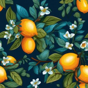 Vibrant Citrus Fruit Lemon Pattern Seamless Pattern