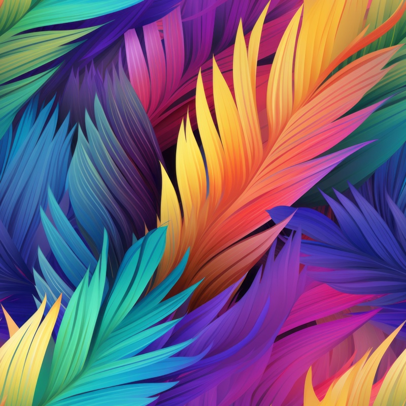 Vibrant Rainbow Palm Leaf Fantasy Seamless Pattern