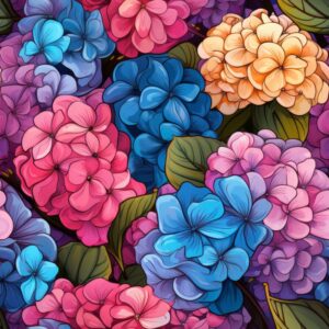 Vivid Hydrangea Floral Delight Seamless Pattern