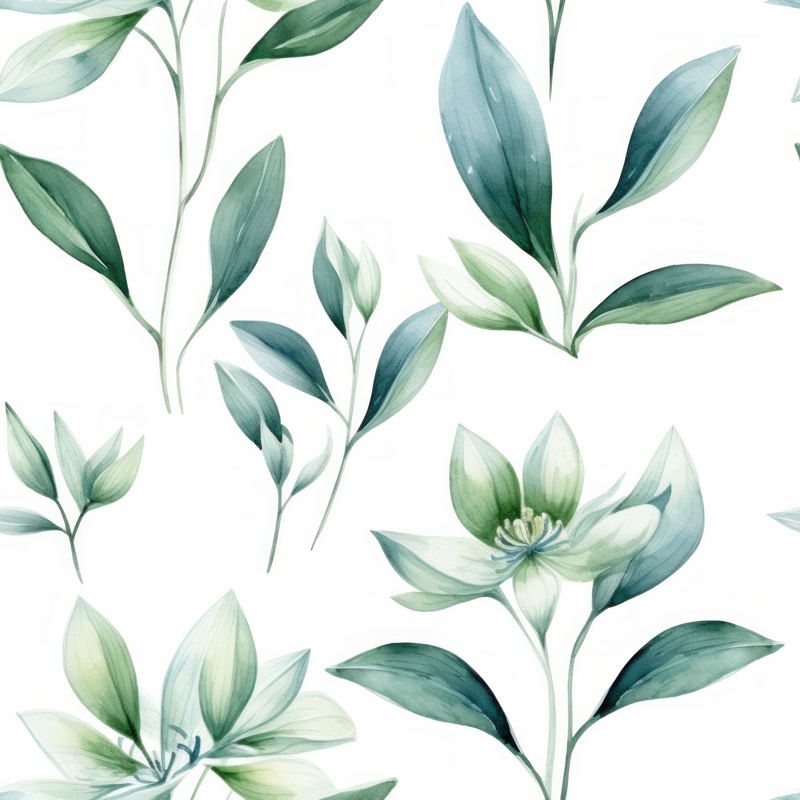 Watercolor Botanical Floral Pattern Seamless Pattern
