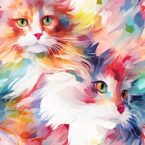 Watercolor Cat Painting - Modern Art Seamless Pattern