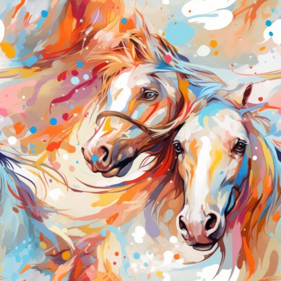 Watercolor Horse Art Seamless Pattern