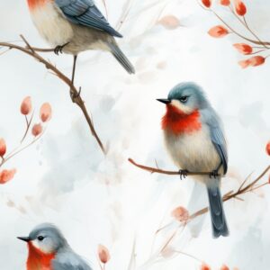Whimsical Avian Artistry: Clean and Subtle Grey Delight Seamless Pattern