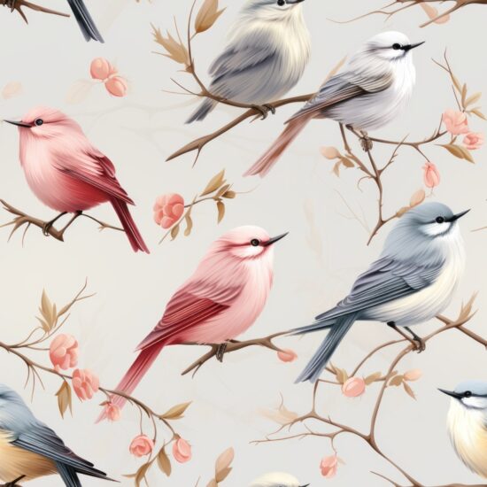Whimsical Avian Delights: Minimalistic Bird Design Seamless Pattern