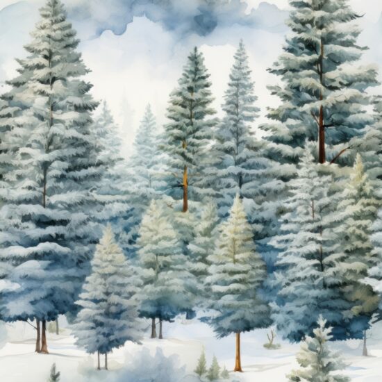 Winter Wonderland Pine Trees Seamless Pattern