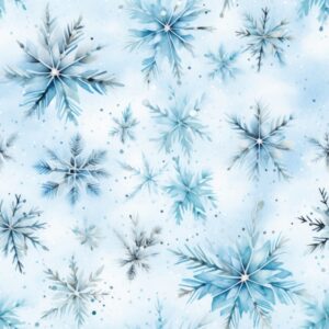 Winter Wonderland Watercolor Snowflakes Seamless Pattern