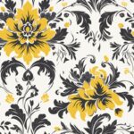 Yellow Blooms: Minimalistic Damask Floral Design Seamless Pattern