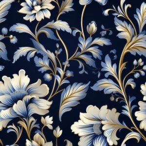 Blue Floral Bliss Wallpaper Seamless Pattern