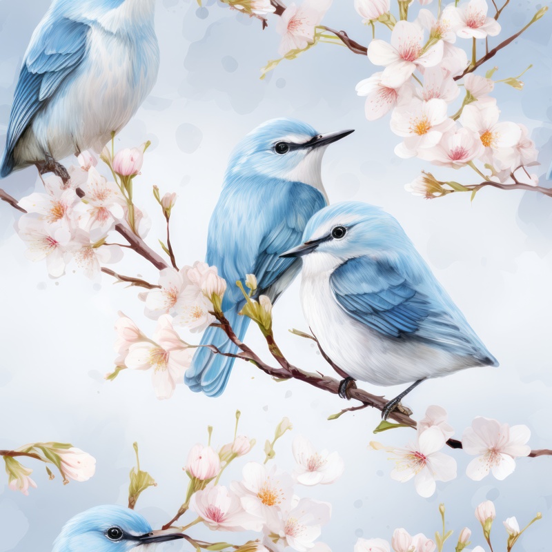 Bluebird Symphony Seamless Pattern