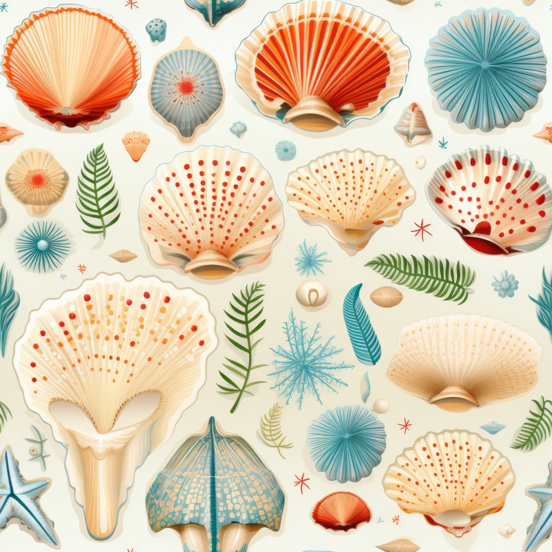Coastal Seashell Creature Pattern Seamless Pattern
