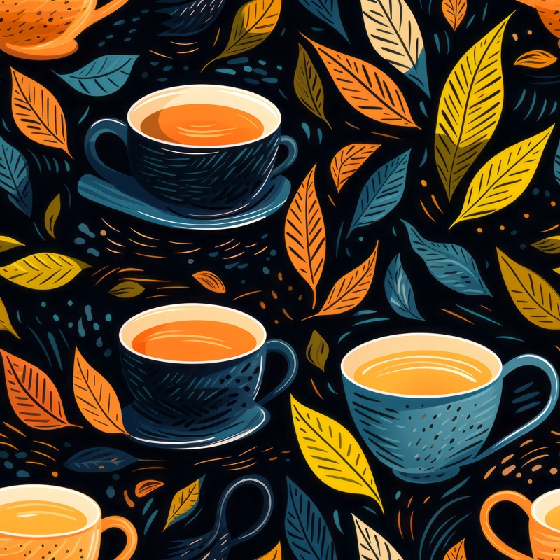Expressive Tea Cups Seamless Pattern