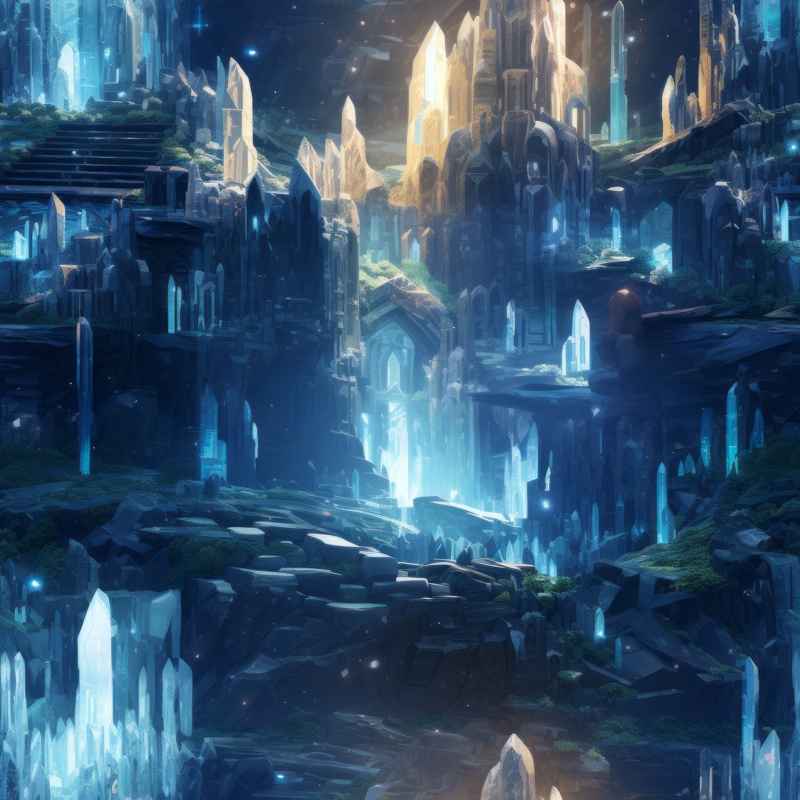 Frozen Crystal Ruins Seamless Pattern