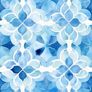 Graceful Blue Floral Oriental Carpets Seamless Pattern