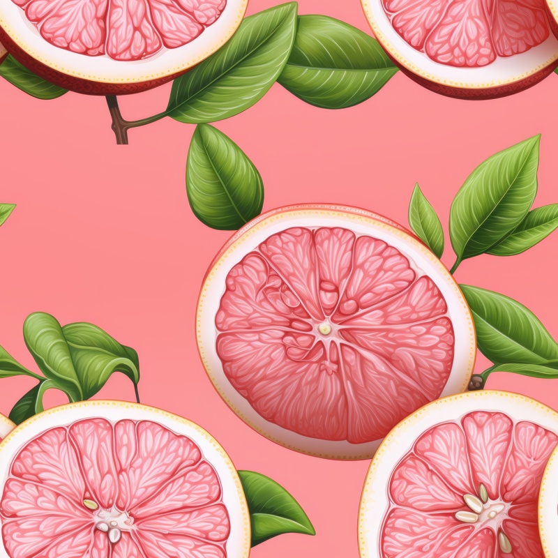 Grapefruit Citrus Plate Harmony Seamless Pattern