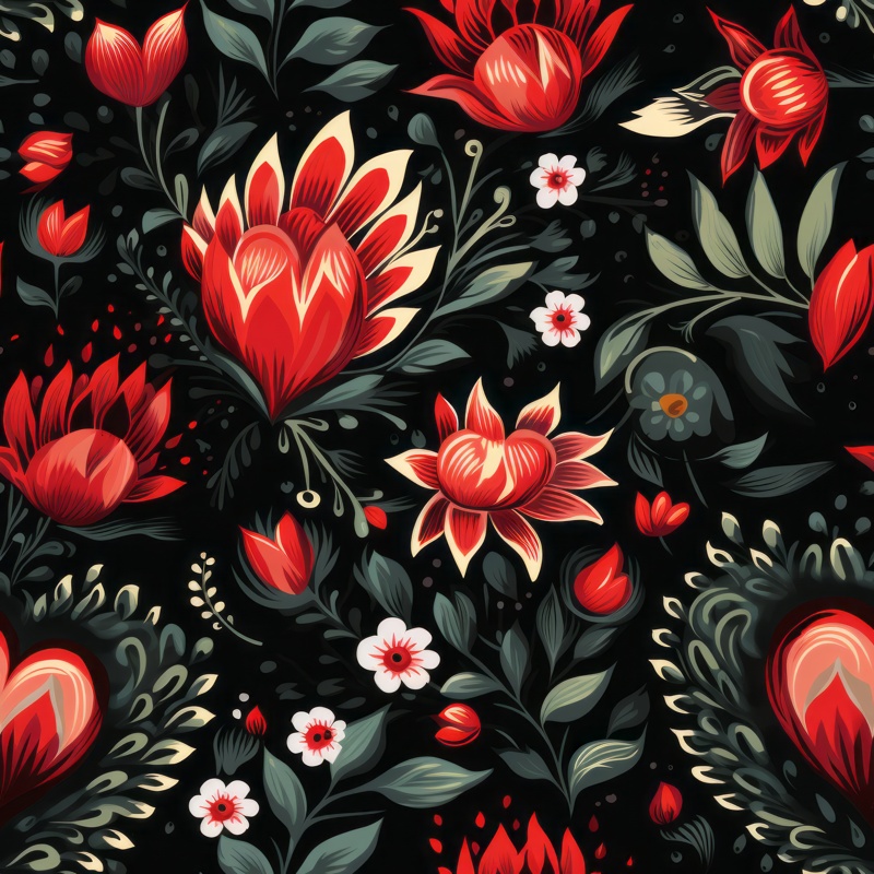 Heartful Blooms Seamless Pattern