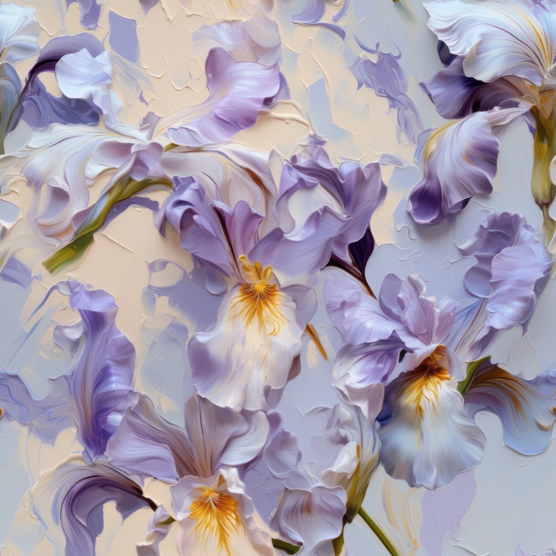 Iris in Blooming Colors Seamless Pattern Design for Download