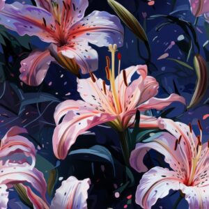 Lilys Oil Painted Blooms Seamless Pattern