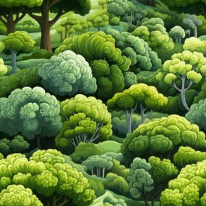 Lush Green Broccoli Forest Seamless Pattern