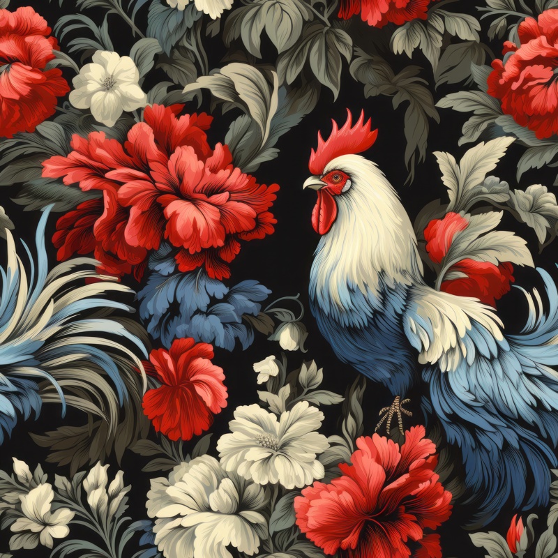 Majestic Rooster: Home Decor Motifs Seamless Pattern