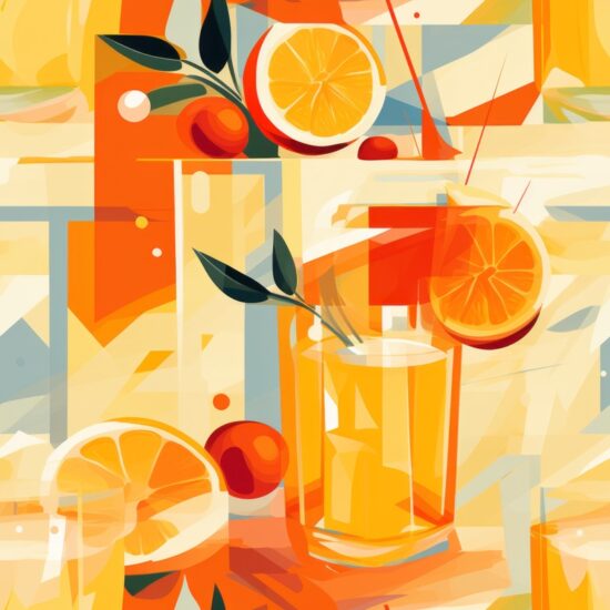 Orange Juice Cubism Splatter Pattern Seamless Pattern