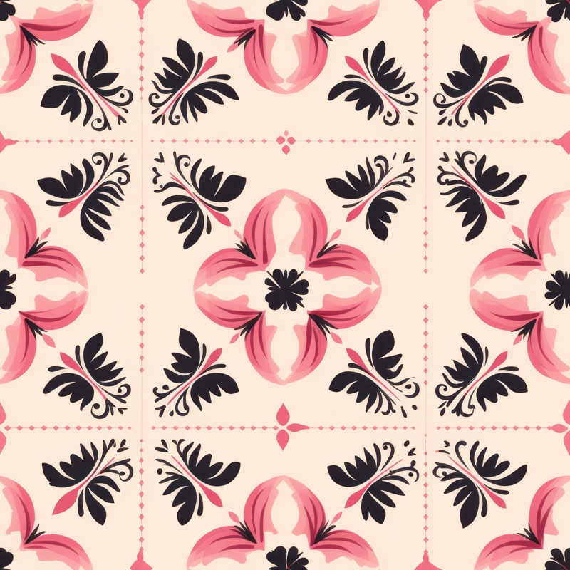 Pink Floral Oriental Carpets Seamless Pattern
