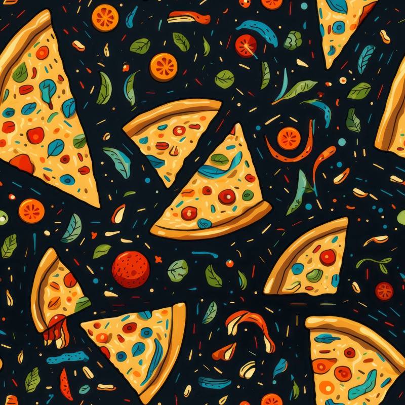 Pizza Art Explosion Seamless Pattern