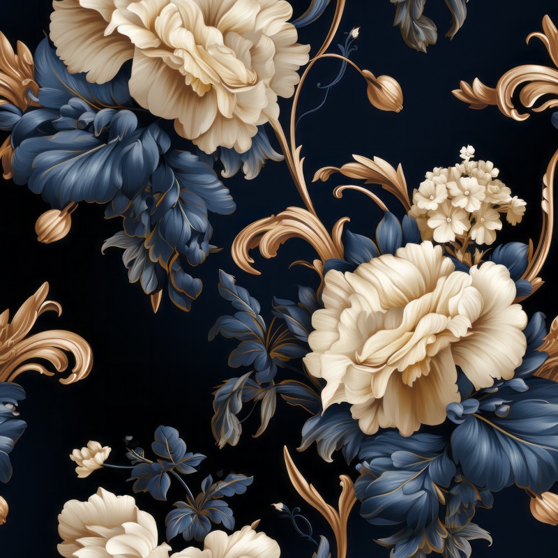 Royal Floral Elegance Seamless Pattern