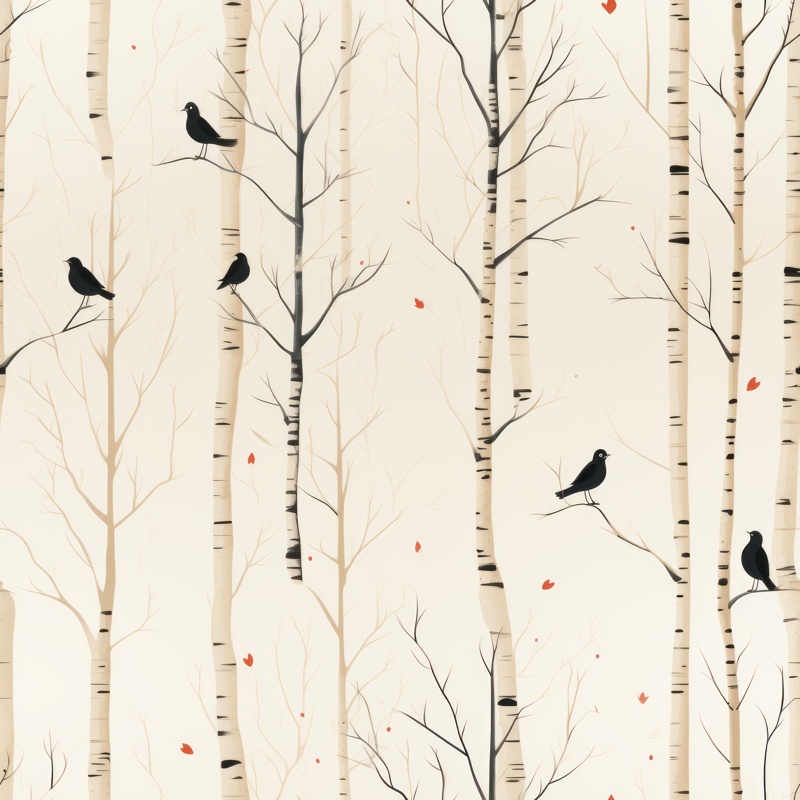 Scandinavian Birch Forest Design Kit Seamless Pattern