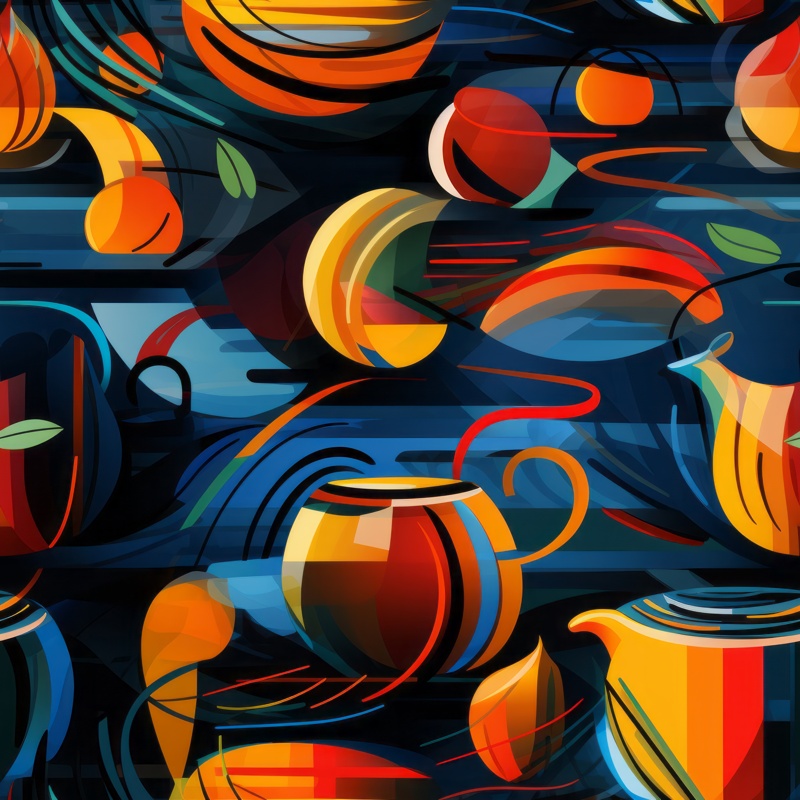 Tea Cubism - Modern Art Pattern Seamless Pattern