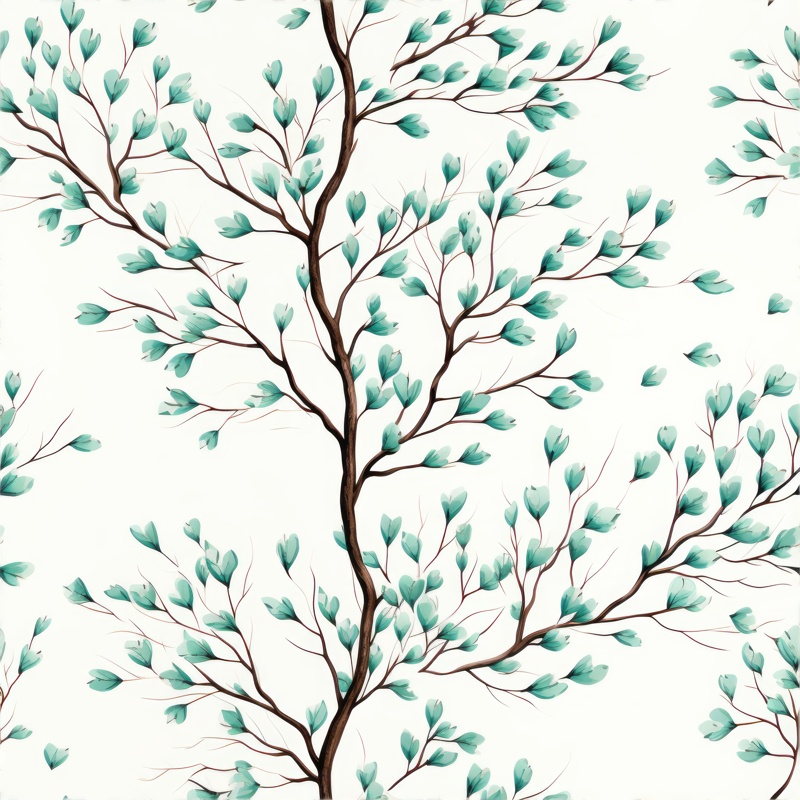 Turquoise Elm Engraving Floral Pattern Seamless Pattern