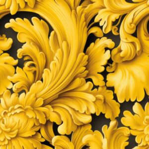 Vibrant Yellow Victorian Florals Seamless Pattern